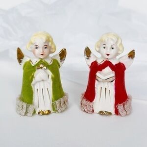 Vintage Christmas Angel Figurines 1940s/1950s Japan Ceramic Glass Set of 2​